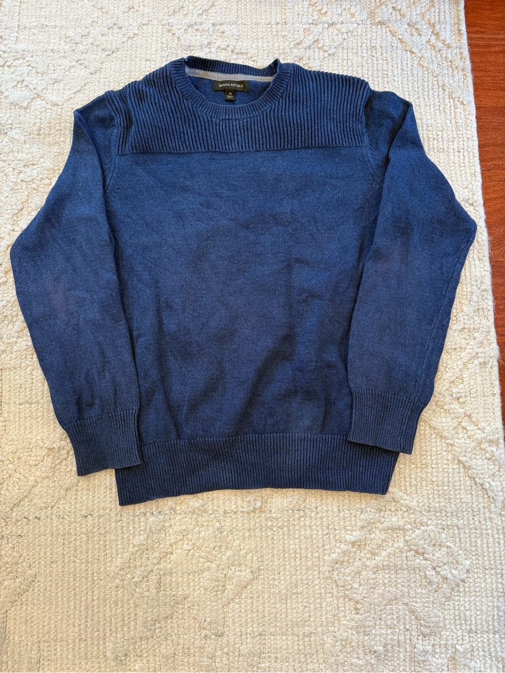 Banana Republic 100% Cotton Men's Navy Crewneck Sweater, Size M
